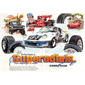 1980 Goodyear Tires Superradials Porsche 911 2 Page Vintage Print Ad Wall Art